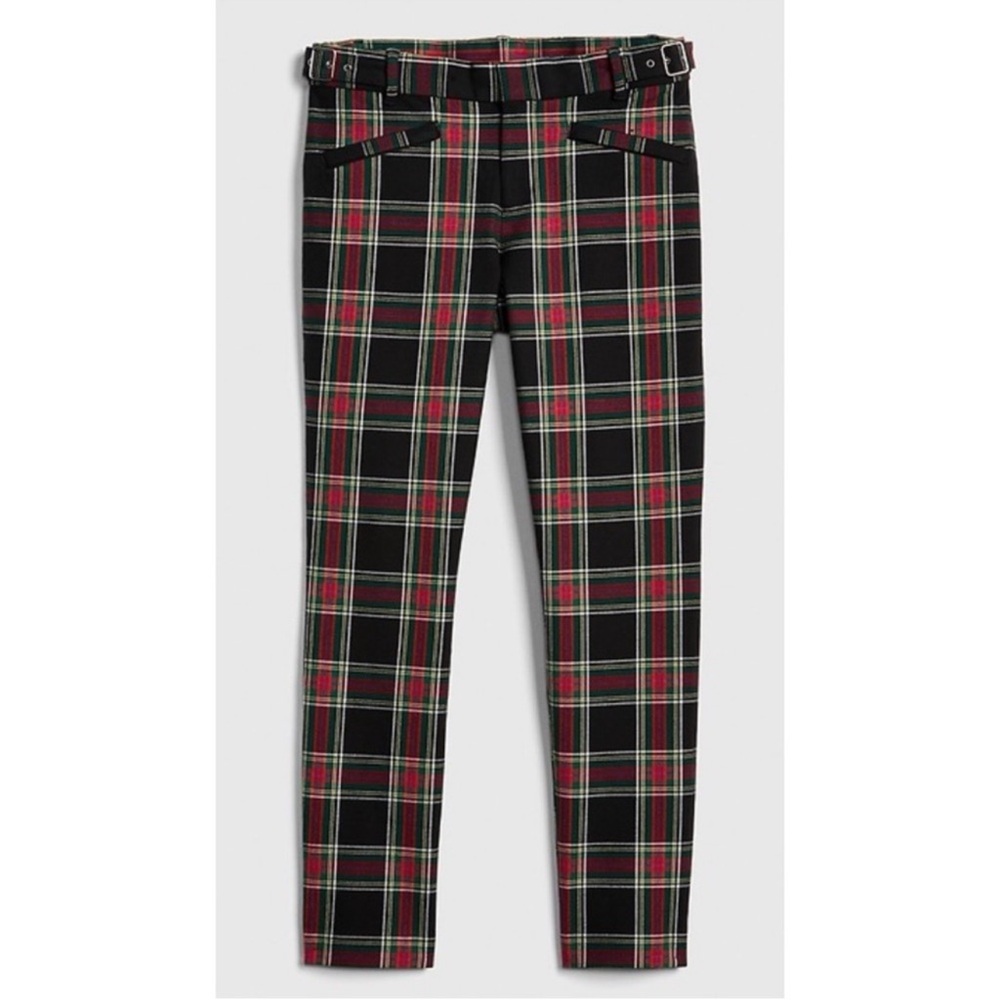 GAP Skinny Ankle Tartan Plaid Career Casual pants Women’s SZ 10 Tall Red Black - Picture 1 of 9